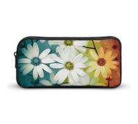 Rkklvbns Daisy Flowers in diversi in primo piano incorniciato grande astuccio portamatite portatile con cerniera organizzatore di cancelleria semplice stoccaggio cancelleria estetica per ufficio