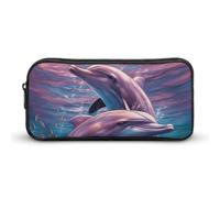 Rkklvbns Delfini Art - Astuccio grande per matite portatile, con cerniera, organizer per cancelleria, semplice da riporre, per ufficio, università, uso adulto