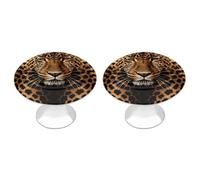 Rkklvbns Depict A Leopard - Confezione da 2 pomelli moderni per cassetti e cassettiere, rotondi, per cucina, camera da letto, cassetti del bagno