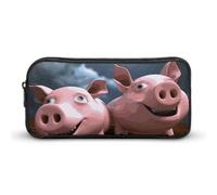 Rkklvbns Divertente astuccio 3D Piggies grande astuccio portatile con cerniera organizzatore di cancelleria semplice archiviazione cancelleria estetica per ufficio college uso adulto