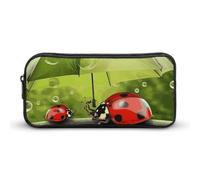 Rkklvbns Divertente coccinella che tiene ombrelli grande astuccio portamatite portatile con cerniera organizzatore di cancelleria semplice stoccaggio cancelleria estetica per ufficio college uso