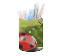 Rkklvbns Divertente coccinella che tiene ombrelli portapenne rotondo da scrivania portapenne elegante decorazione da scrivania per ufficio porta pennelli da trucco scatola portaoggetti multifunzionale