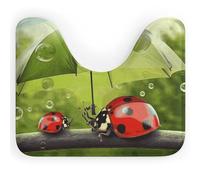 Rkklvbns Divertente tappetino da bagno antiscivolo a forma di coccinella con ombrelli e ombrelli, morbido e assorbente, 50,8 x 40,6 cm, sottile tappeto da bagno per lavandino, vasca, doccia e WC
