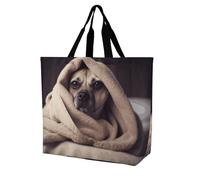 Rkklvbns Dog in a Blanket - Borsa a tracolla da donna, borsa per la spesa, portatile, leggera, resistente, per lavoro, viaggi, stile casual