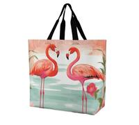 Rkklvbns Due fenicotteri rossi da donna Tote Bag Spalla Borsa della spesa Portatile Borsa leggera durevole per lavoro Viaggi Casual Bag