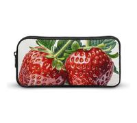 Rkklvbns Due fragole grande astuccio portamatite portatile con cerniera cancelleria organizzatore semplice stoccaggio cancelleria estetica per ufficio college uso adulto