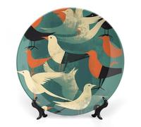 Rkklvbns Flock of Birds Piatti decorativi da 17,8 cm in ceramica Bone China Piatto decorativo con espositore Piatti da dessert per casa ufficio decorazione da parete