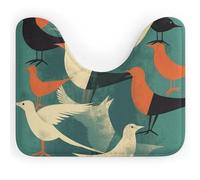 Rkklvbns Flock of Birds - Tappeto da bagno antiscivolo a forma di U, morbido e assorbente, 50,8 x 40,6 cm, sottile, per lavandino, vasca, doccia e WC