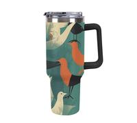 Rkklvbns Flock of Birds - Tazza da caffè da viaggio, con manico e coperchio con cannuccia, a prova di perdite, grande capacità, mantiene freddo o caldo per palestra, viaggi e sport