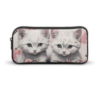 Rkklvbns Gatto e ciliegia grande astuccio portamatite portatile con cerniera cancelleria organizzatore semplice stoccaggio estetica cancelleria per ufficio college uso adulto