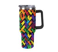 Rkklvbns Gay Pride Rainbow - Tazza da caffè da viaggio con manico e coperchio con cannuccia, a prova di perdite, grande capacità, mantiene freddo o caldo per palestra, viaggi e sport