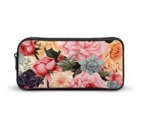 Rkklvbns Grande astuccio con motivo floreale astuccio portatile con cerniera organizer per cancelleria semplice archiviazione cancelleria estetica per ufficio college uso adulto