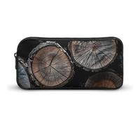 Rkklvbns Grande astuccio in legno con taglio rotondo, astuccio portatile con cerniera, organizer per cancelleria, semplice archiviazione, cancelleria estetica per ufficio, università, uso adulto