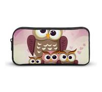 Rkklvbns Grande astuccio portatile con famiglia di gufi, con cerniera, organizer per cancelleria, semplice da riporre, per ufficio, università, uso adulto