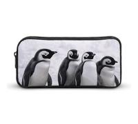Rkklvbns Grande astuccio portatile con pinguini giovani con neve, con cerniera, organizer per cancelleria, semplice archiviazione, cancelleria estetica, per ufficio, università, uso adulto