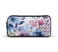 Rkklvbns Grande astuccio portatile con pittura ad acquerello floreale con cerniera organizer per cancelleria semplice archiviazione cancelleria estetica per ufficio college uso adulto
