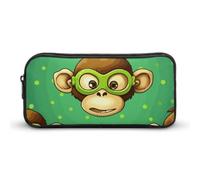 Rkklvbns Grande astuccio portatile con scimmia verde, con cerniera, organizer per cancelleria, semplice da riporre, per ufficio, università, uso adulto