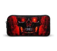 Rkklvbns Grande astuccio portatile con teschio nero e rosso con cerniera, organizer per cancelleria, semplice da riporre e da usare per ufficio, università, uso adulto