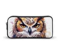 Rkklvbns Grande astuccio portatile con testa di gufo ad acquerello, con cerniera, organizer per cancelleria, semplice archiviazione, cancelleria estetica per ufficio, università, uso adulto