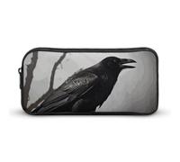 Rkklvbns Grande astuccio portatile con uccellini corvi, con cerniera, organizer per cancelleria, semplice da riporre, per ufficio, università, uso adulto