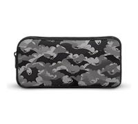 Rkklvbns Halloween pipistrelli grigio grande astuccio portamatite portatile con cerniera cancelleria organizzatore semplice stoccaggio cancelleria estetica per ufficio college uso adulto