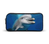 Rkklvbns Happy Delphin - Astuccio portamatite portatile con cerniera, organizer per cancelleria, semplice da riporre, per ufficio, università, uso adulto