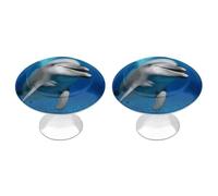 Rkklvbns Happy Dolphin - Confezione da 2 pomelli moderni per cassetti e cassettiere, rotondi, per cucina, camera da letto, cassetti del bagno