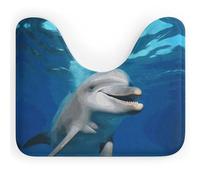 Rkklvbns Happy Dolphin - Tappeto da bagno antiscivolo a forma di U, morbido e assorbente, 50,8 x 40,6 cm, sottile, per lavello, vasca, doccia e WC