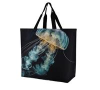Rkklvbns Jellyfish - Borsa tote da donna, a tracolla, per la spesa, portatile, leggera, resistente, per lavoro, viaggi, stile casual