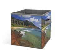 Rkklvbns Kauai Hawaii Seashore - Cestino portaoggetti pieghevole con manici, grande organizer per vestiti, in tessuto, per organizzare libri, coperte, giocattoli