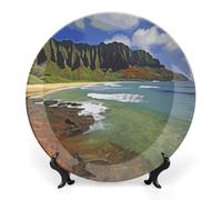 Rkklvbns Kauai Hawaii Seashore Piatti decorativi da 17,8 cm in ceramica Bone China Piatto decorativo con espositore Piatti da dessert per casa ufficio decorazione da parete