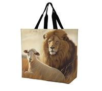Rkklvbns Leone Sheep Donne Tote Bag Spalla Grocerie Borse Portatile Borsa di Stoccaggio Leggero Durevole per Lavoro Viaggi Casual Bag