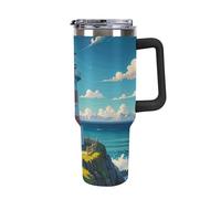 Rkklvbns Lighthouse Diamond Paint - Tazza da caffè da viaggio, 1,18 l, con manico e coperchio con cannuccia, a prova di perdite, grande capacità, mantiene freddo o caldo per palestra, viaggi e sport