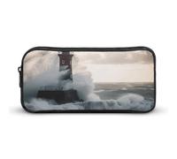 Rkklvbns Lighthouse In Storm - Astuccio portamatite portatile con cerniera, organizer per cancelleria, semplice da riporre, per ufficio, università, uso adulto