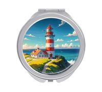 Rkklvbns Lighthouse - Specchio da viaggio con pittura a diamante, portatile, con ingrandimento 1x e 2x, per viaggi, scrivania, casa