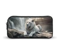Rkklvbns Lion on Rock - Astuccio portamatite portatile, con cerniera, organizer per cancelleria, semplice da riporre, per ufficio, università, uso adulto