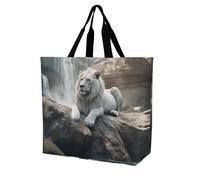 Rkklvbns Lion on Rock - Borsa a tracolla da donna, borsa per la spesa, portatile, leggera, resistente, per lavoro, viaggi, stile casual