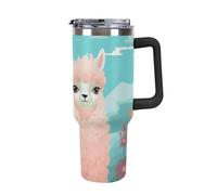 Rkklvbns Lovely Alpaca - Tazza da caffè da viaggio, 1,18 l, con manico e coperchio con cannuccia, a prova di perdite, grande capacità, mantiene freddo o caldo per palestra, viaggi e sport