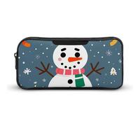 Rkklvbns Merry Christmas carino pupazzo di neve grande astuccio portamatite portatile con cerniera cancelleria organizzatore semplice archiviazione estetica cancelleria per ufficio college uso adulto