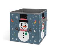 Rkklvbns Merry Christmas, grazioso cestino portaoggetti con pupazzo di neve, cestino pieghevole con manici, grande organizer per vestiti in tessuto per organizzare libri, coperte, giocattoli