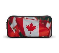 Rkklvbns Molte piccole bandiere canadesi grande astuccio portamatite portatile con cerniera organizzatore di cancelleria semplice stoccaggio cancelleria estetica per ufficio college uso adulto