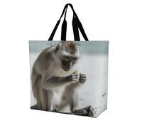 Rkklvbns Monkey on the Ground - Borsa a tracolla da donna, borsa per la spesa, portatile, leggera, resistente, per lavoro, viaggi, stile casual
