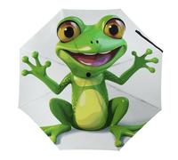 Rkklvbns Ombrello a forma di rana verde, ombrello da viaggio antivento di grandi dimensioni, con apertura automatica, pieghevole e portatile, con impugnatura di alta qualità, per uomini e donne