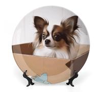 Rkklvbns Papillon in The Box, piatti decorativi in ceramica da 20,3 cm, piatti decorativi in porcellana Bone China, con espositore, piatti da dessert per casa e ufficio, decorazione da parete