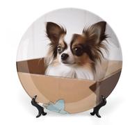 Rkklvbns Papillon in The Box, piatto decorativo in porcellana Bone China, con espositore da parete, decorazione per la casa, ufficio, hotel, 20,3 cm