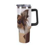 Rkklvbns Papillon in The Box - Tazza da caffè da viaggio, con manico e coperchio con cannuccia, a prova di perdite, grande capacità, mantiene freddo o caldo per palestra, viaggi e sport