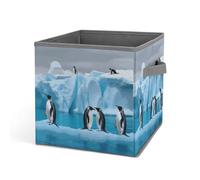 Rkklvbns Penguins On The Iceberg, cestino portaoggetti pieghevole con manici, grande organizer per vestiti in tessuto per organizzare libri, coperte, giocattoli