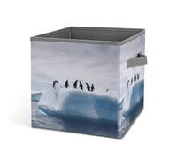 Rkklvbns Penguins on the Iceberg, cestino portaoggetti pieghevole con manici, grande organizer per vestiti in tessuto per organizzare libri, coperte, giocattoli