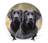 Rkklvbns Piatti decorativi a forma di cane Labrador Retriever, 15,2 cm, in ceramica Bone China, con espositore, piatti da dessert per casa e ufficio, decorazione da parete