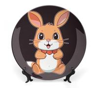 Rkklvbns Piatti decorativi a forma di coniglio in stile cartone animato da 15,2 cm, in ceramica Bone China Piatto decorativo con espositore Piatti da dessert per casa e ufficio decorazione da parete